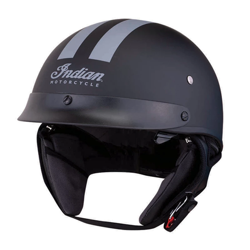 Indian Motorcycle Half Helmet with Gray Stripe, Black