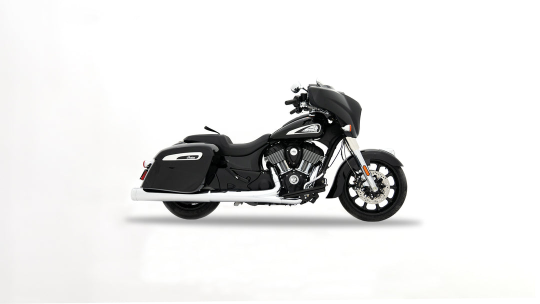 RINEHART Racing - 4.5" DBX45 Slip-On Exhaust Chrome with Chrome End Caps For Indian