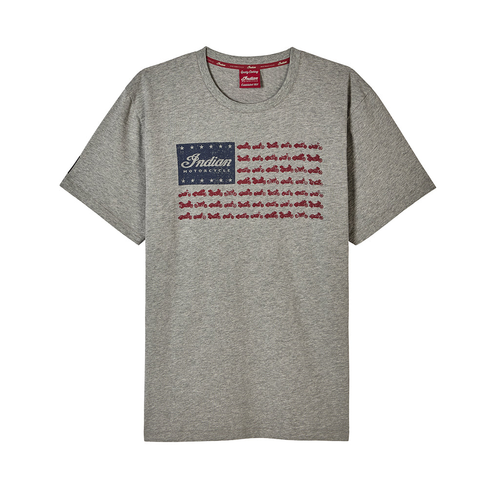 Indian Motorcycle Grey American Flag Bikes T-Shirt