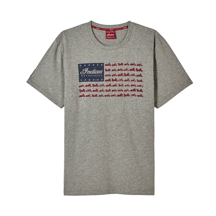 Indian Motorcycle Grey American Flag Bikes T-Shirt