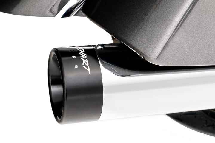 RHINEHART Racing - 4" DBX40 Slip-On Exhaust Chrome with Black End Caps For Indian