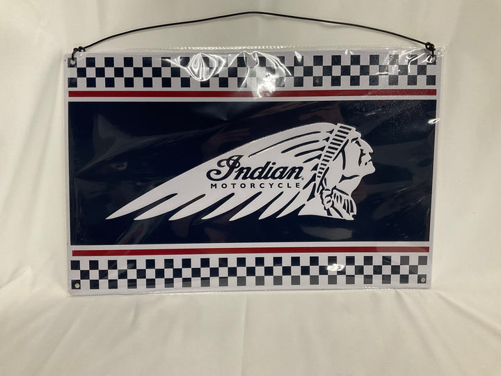 Indian Motorcycle Checkered Headdress Metal Sign 